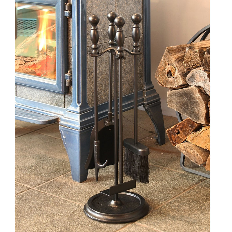 Iron Fireplace Tool Set, Black