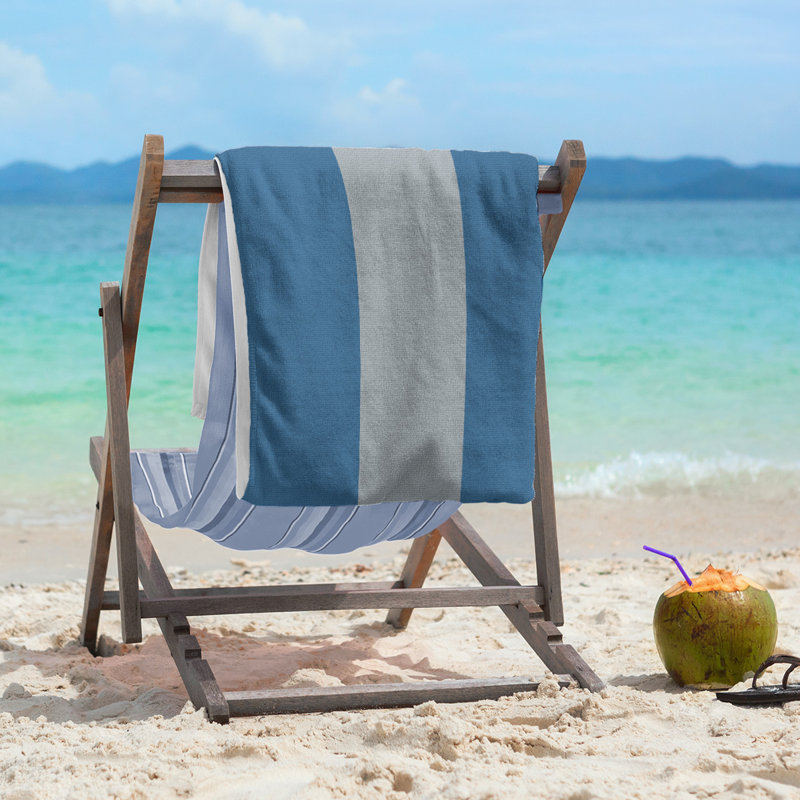 Columbus Lightweight Beach Towel, Microfiber, Blue/Silver/Blue