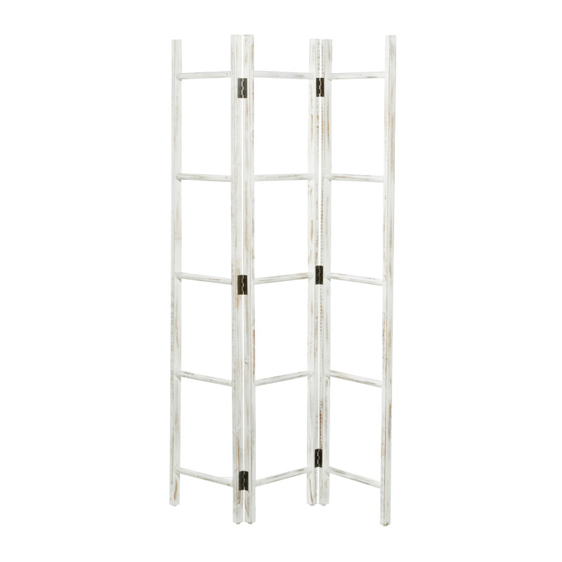 White Wood 15 Rack Ladder with 3 Panels 48" x 2" x 71"