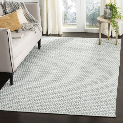 Tapis gris ardoise/ivoire en coton fait main à tissage plat Church Street