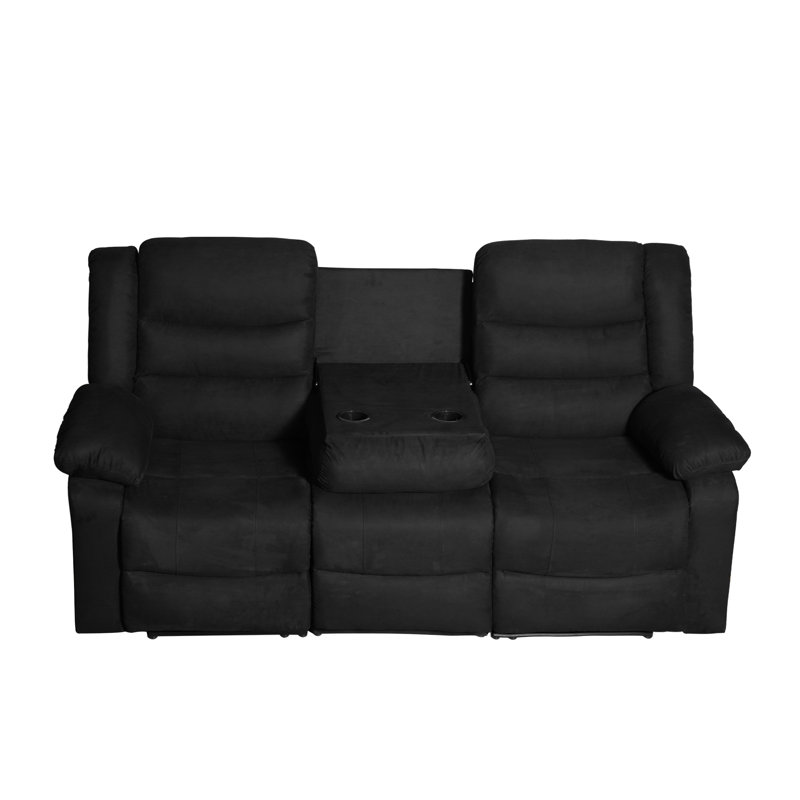 Fauteuil inclinable manuel en microfibre de 81 po avec porte-gobelet et porte-gobelets Frithiof, Noir