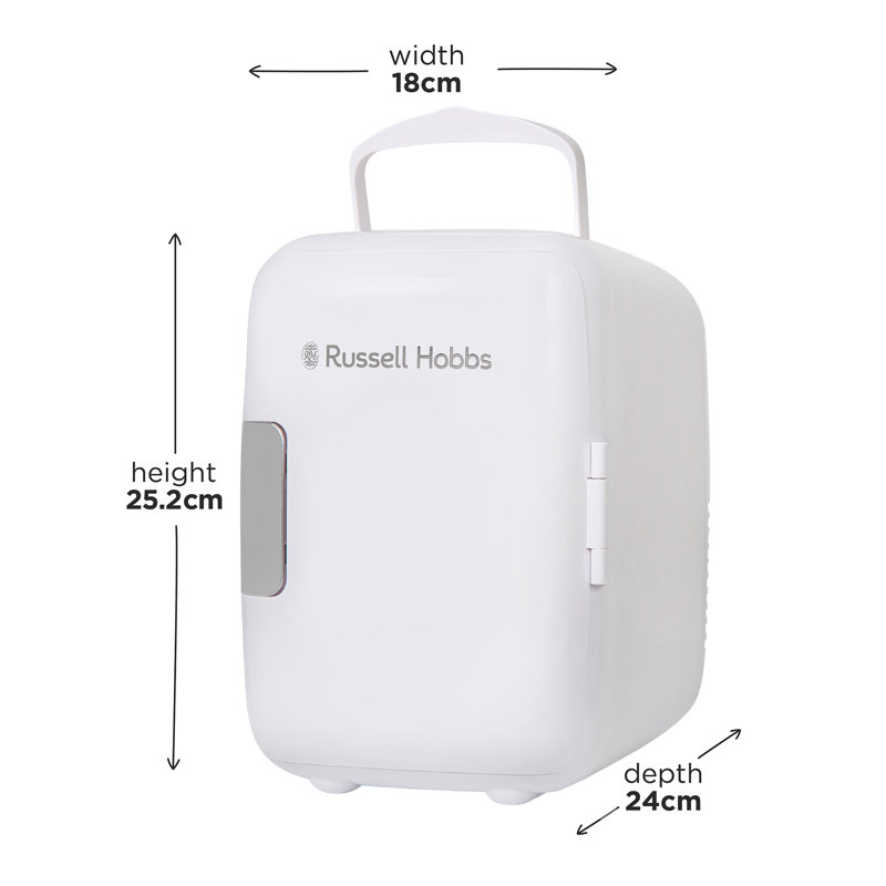 Russell Hobbs 4l Mini Compact Cooler For Drinks And Cosmetics, Retro Style,, White