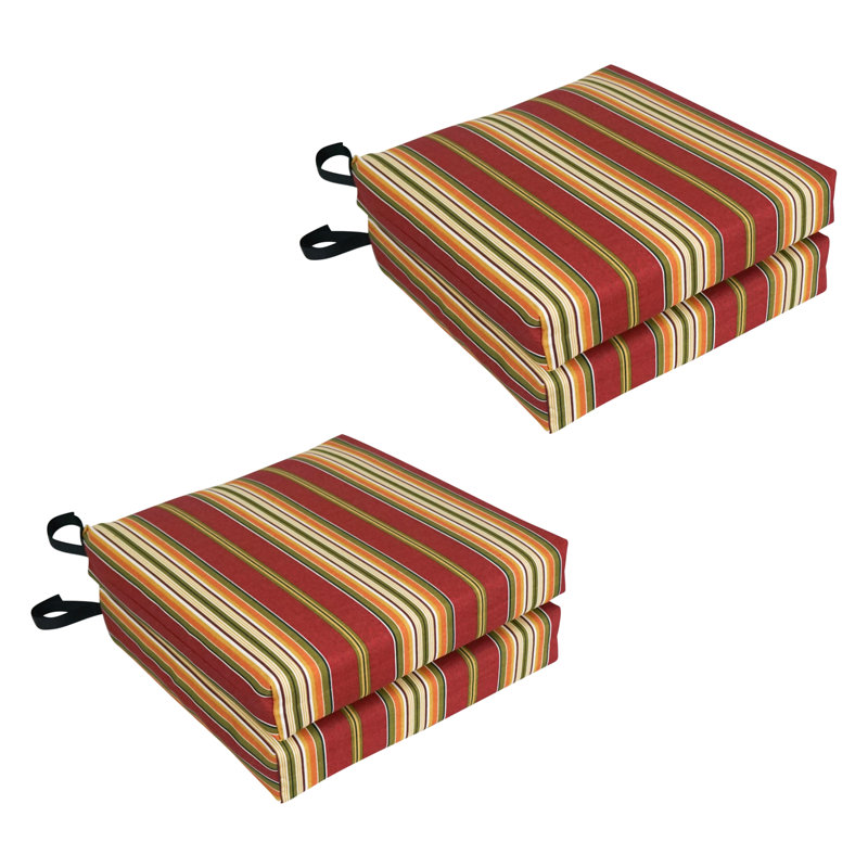 Outdoor 3'' Seat Cushion, Kingsley Stripe Ruby