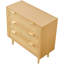 Commode 3 tiroirs en rotin, commode moderne, commode en rotin naturel avec poignées en métal et pieds en bois, rangement pour vêtements