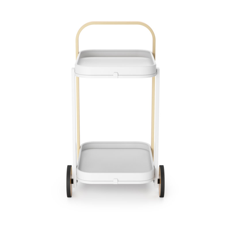 Curve Handle Bar Cart, Natural/White