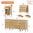 63" Wooden Reeded Sideboard With Built-In Charging Station, 3-In-1 Modern Credenza Storage Cabinet For Kitchen, Dining Room-1037554666