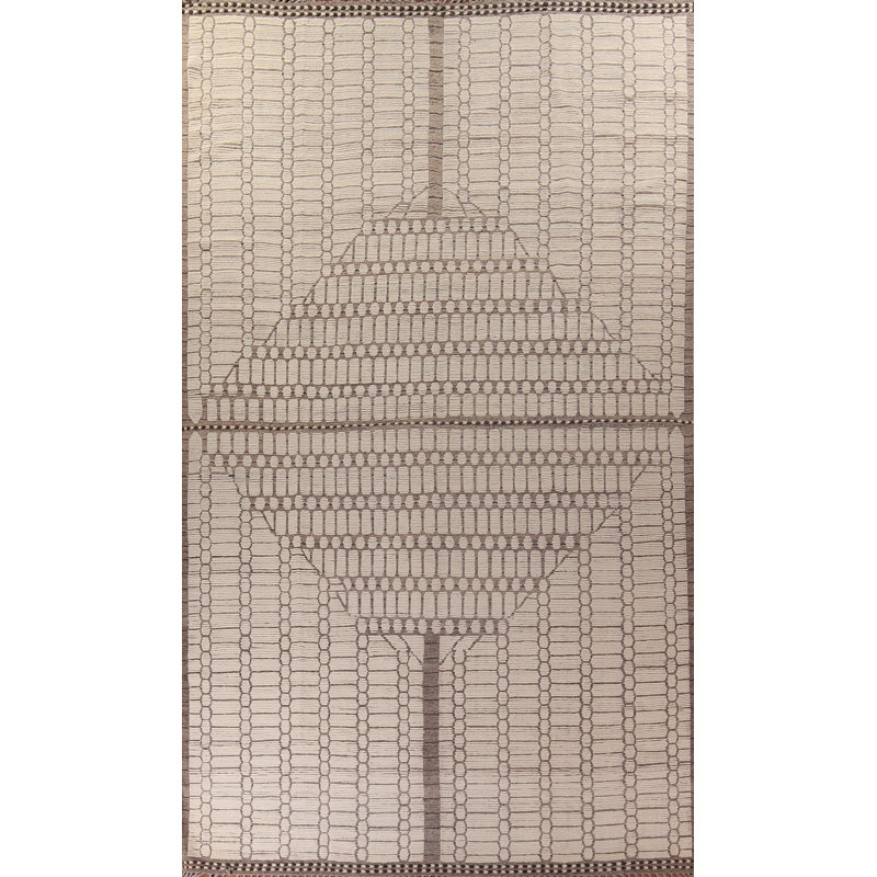 Tapis marocain moderne géométrique ivoire