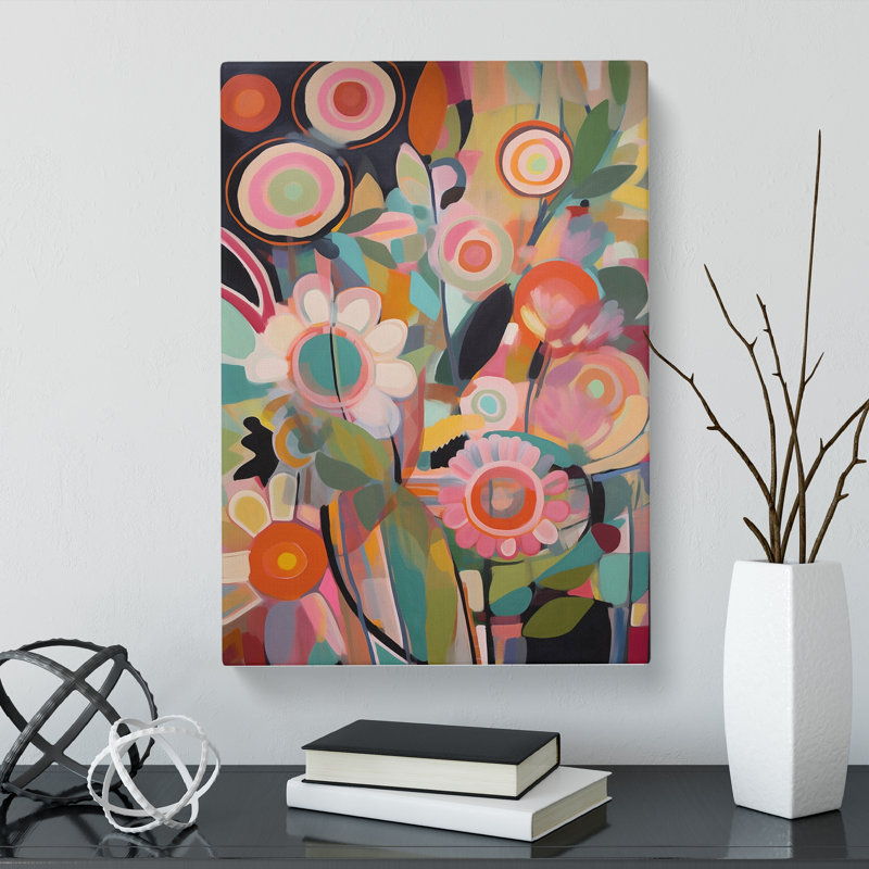 Deltha Retro Flowers Vol.8 - Wrapped Canvas, 76cm H x 50cm W