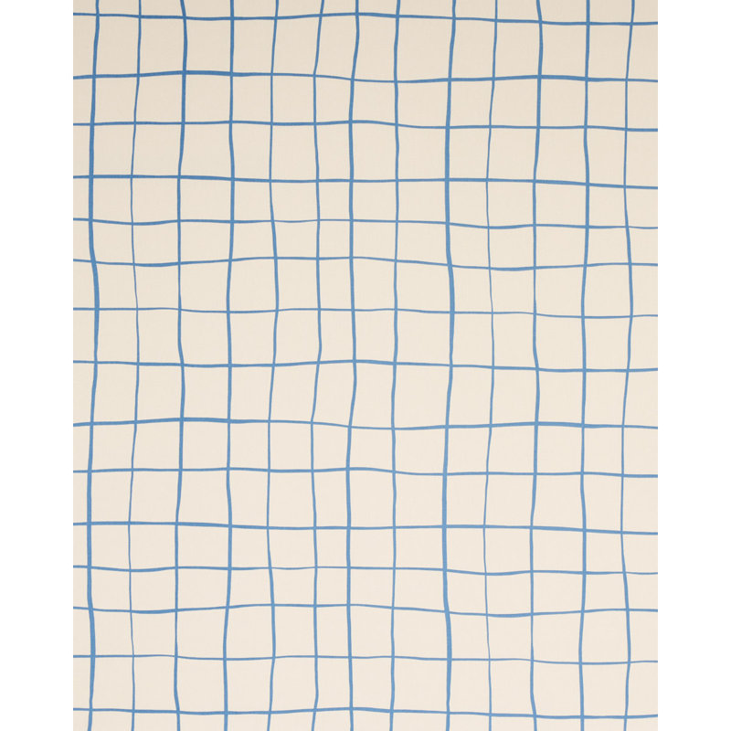 Schumacher x Miles Redd Painterly Windowpane Fabric, Blue