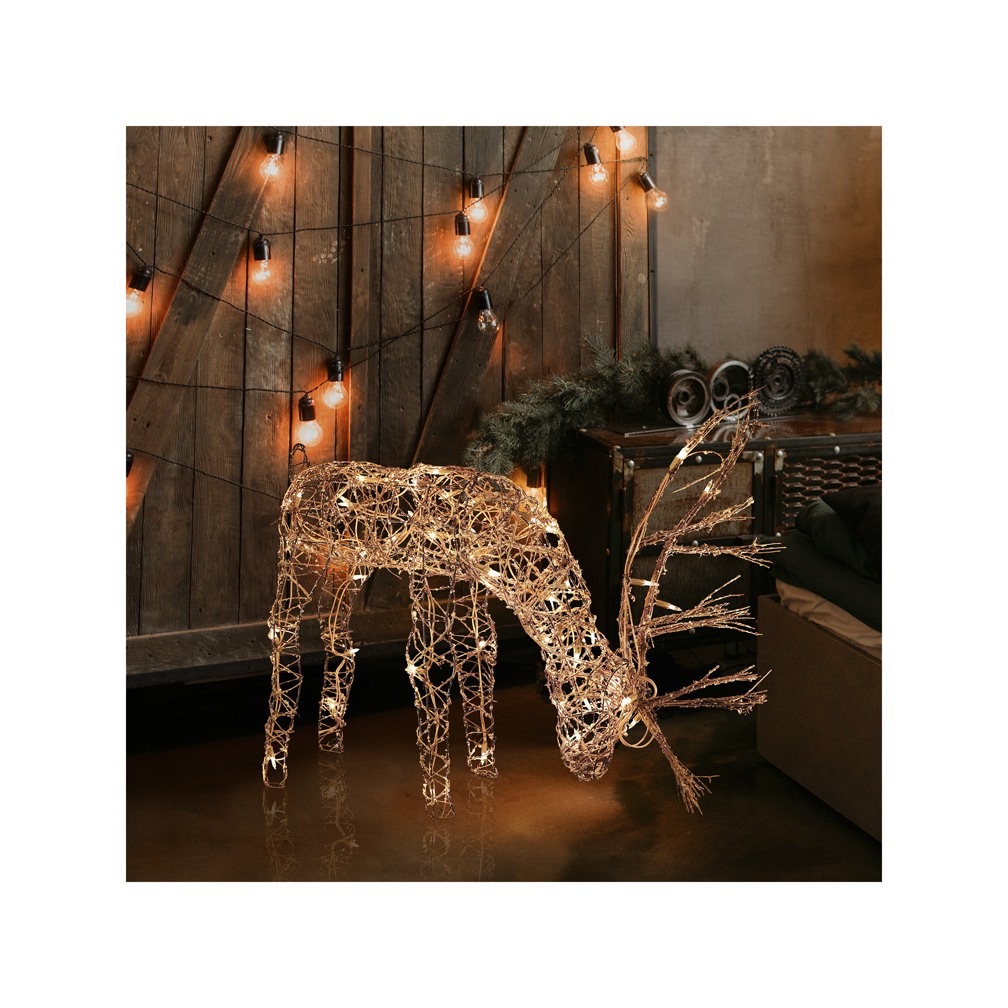 Herne Outdoor/Indoor Christmas Grazing Reindeer Lighted Display, Small