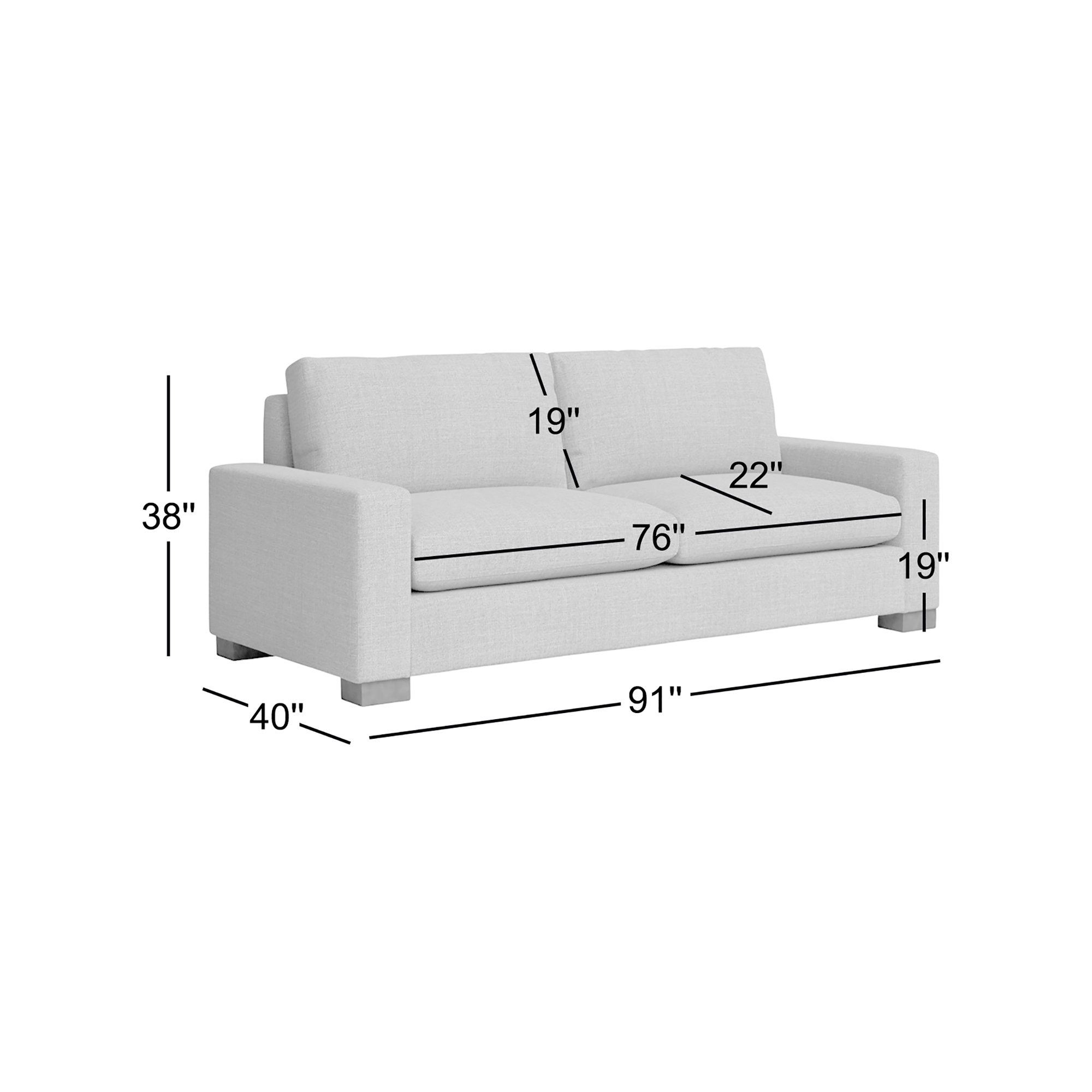 Jonie 91'' Upholstered Sofa, Andrew Driftwood Performance Chenille