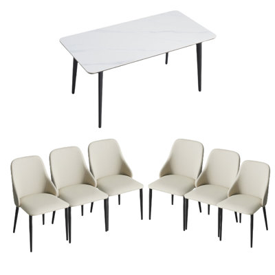 Simple light luxury rock plate dining table sets