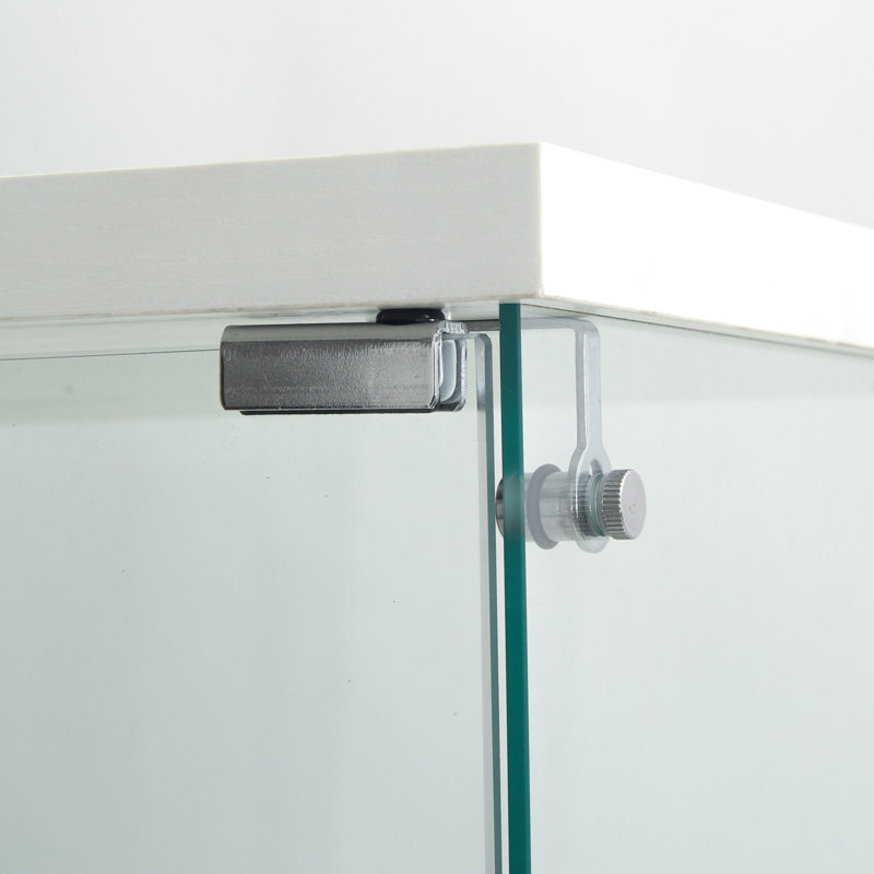 Tawny  Glass Display Cabinet 4 Shelves With Door, White/Clear