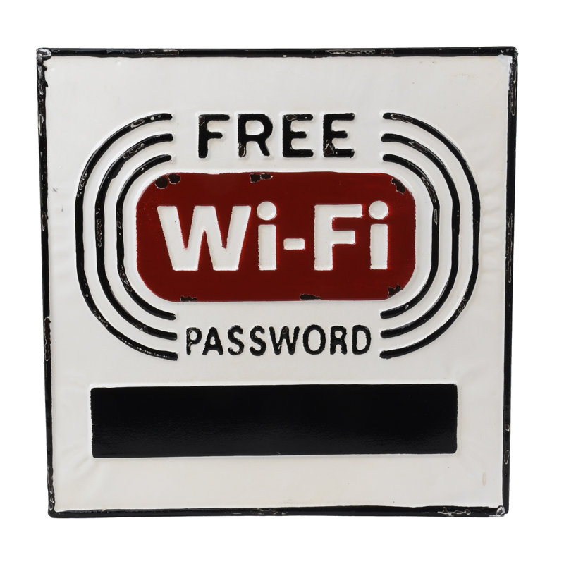 Rustic Metal Free Wi-Fi Password Dry Erase Marker Sign Business Shop Wall Decor