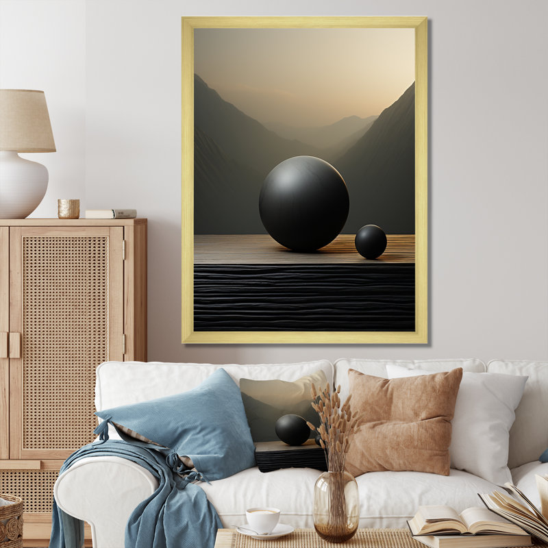 Lune onyx orbe pureté - lune, reproduction d'art sur toile, Cadre doré simple, H 20 po x l 12 po x P 1 po