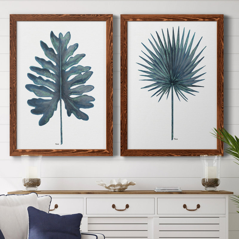«Blue Oasis I», ensemble de 2 reproductions d'art, H 44 po x l 31 po x P 1 po, Toile avec cadre érable, Pas de tapis