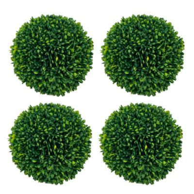 S/4 D6" Faux Boxwood Ball Bowl Filler, Green