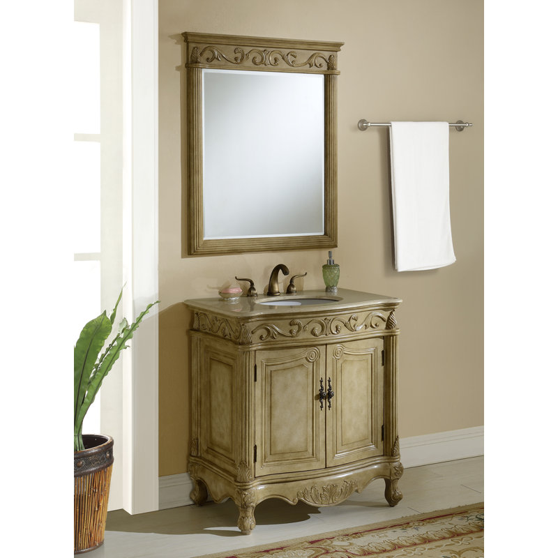 Ensemble de meuble-lavabo simple 32 po Aurillac, Blanc antique, Crème