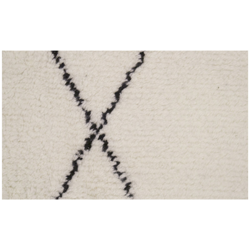 Wool Geometric Area Rug in Black/Ivory, Rectangle 12' x 18'