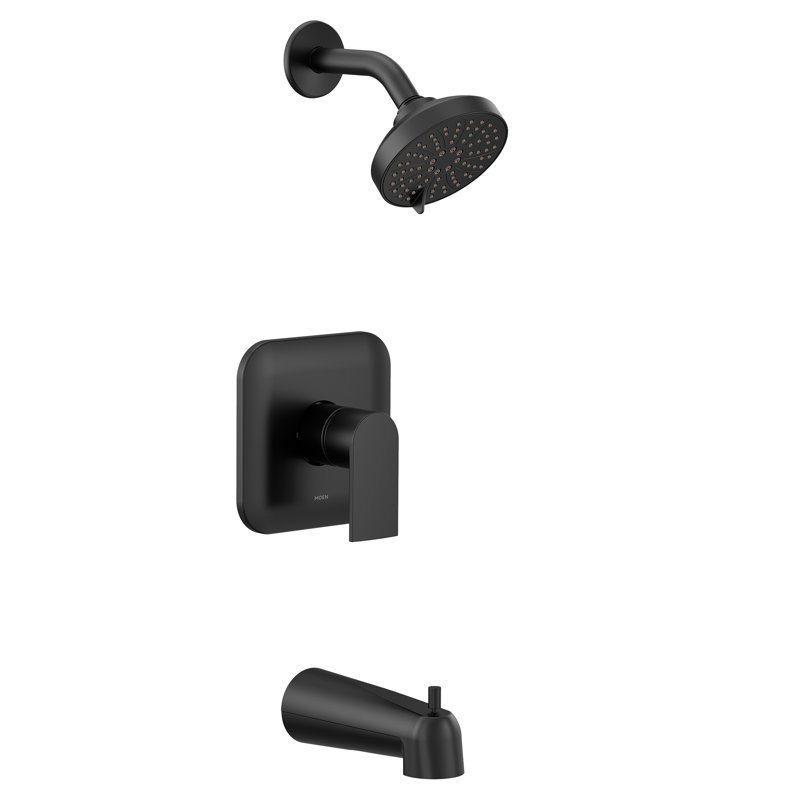 Ensemble de garniture de baignoire et douche à 1 poignée Moen Genta LX M-CORE 2-Series, valve requise, Noir mat