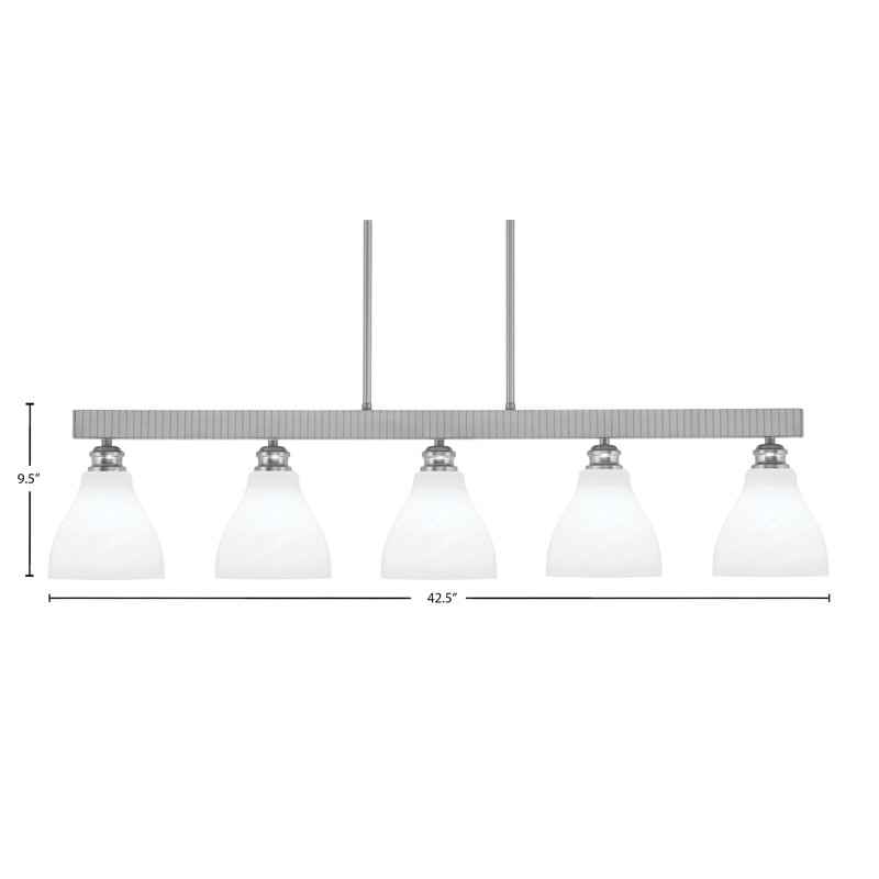 Barre d'éclairage à 5 lumières Edge avec verre en marbre blanc 6,25 po, Nickel brossé