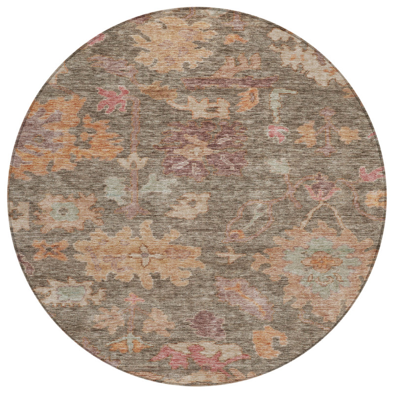 Tapis brun intérieur / extérieur lavable à la machine Cicel ACN1108, Rond 8 pi