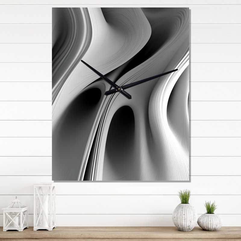 Horloge murale en métal blanc avec vagues infinies blanches, Très grand