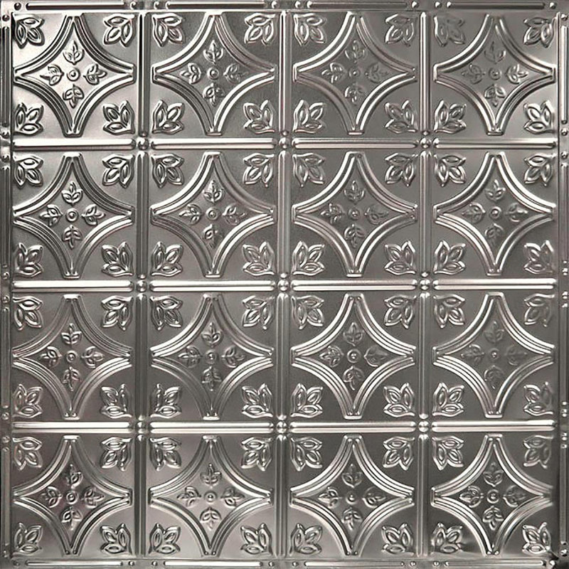 American Tin Ceilings Motif 2 pi x 2 pi (24 po x 24 po) panneaux de métal en étain avec dosseret - Magnifiques pièces florales et diamants arqués (couvre 20 pieds carrés)