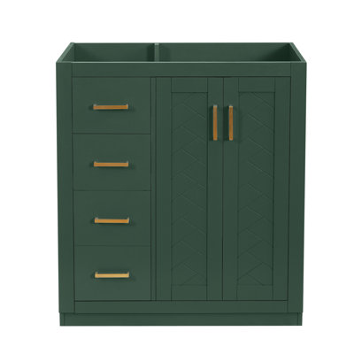 30'' Bathroom Vanity,  Wood Frame Bathroom Storage Cabinet, Freestanding Vanity Set with 3 Drawers& Soft Closing Doors