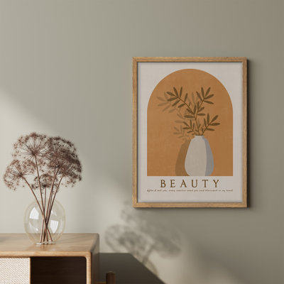 «Serene Plant In The Vase Yellow Calm», illustrations rustiques, affiche encadrée
