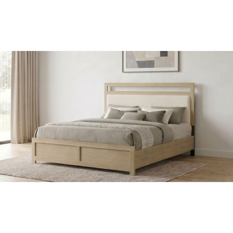 Hendricks California King Panel Headboard Platform Bed Light Oak, California King