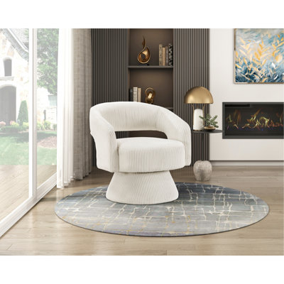 Fauteuil d'appoint pivotant en velours côtelé - aspect élégant, structure en bois massif et contreplaqué, luxe relaxant avec velours côtelé doux, structure, décoration intérieure élégante