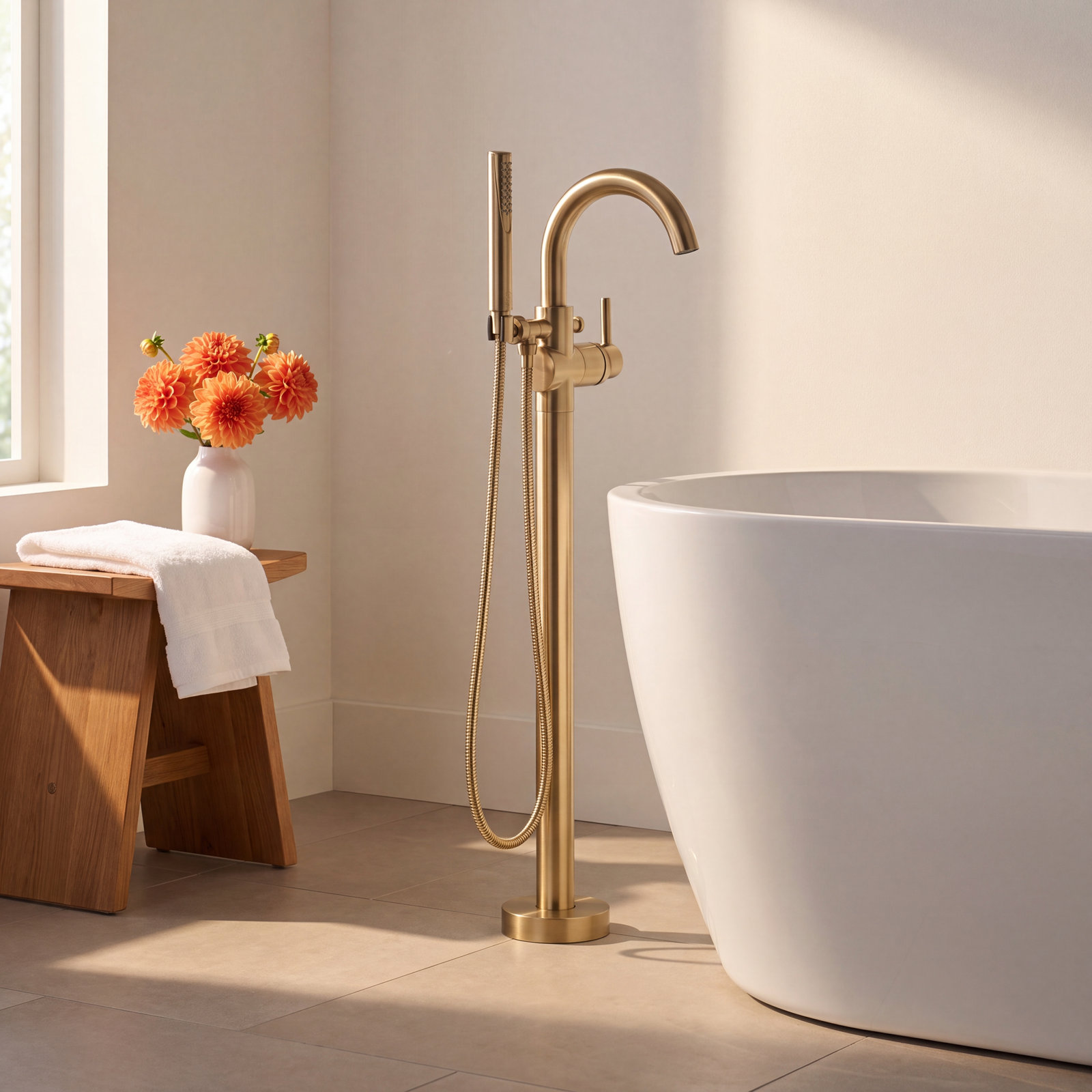 Trinsic Freestanding Tub Filler, Brilliance Champagne Bronze