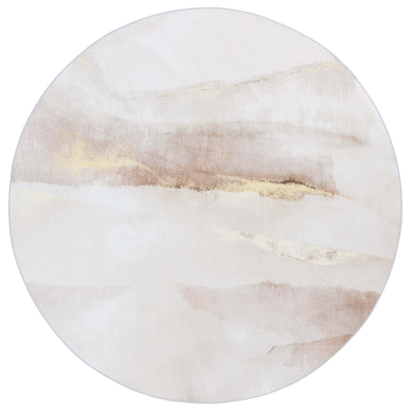 Bennita Area Rug In Beige / Gold, Round 6"