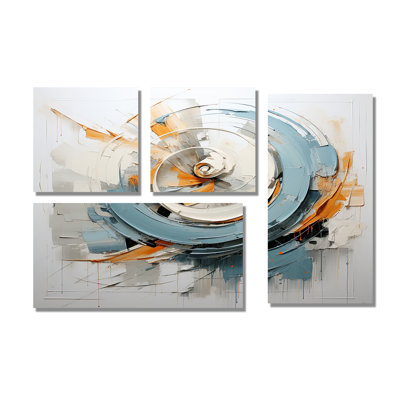 Whispering Motion - Jaune, reproduction d'art sur toile 4 panneaux