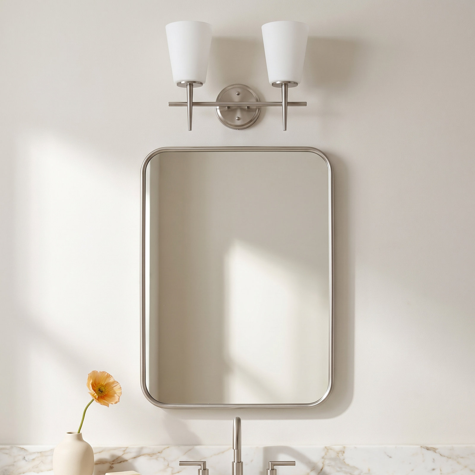Erlandson 2 Light Dimmable Vanity Light, 100W A19 Medium, Brushed Nickel