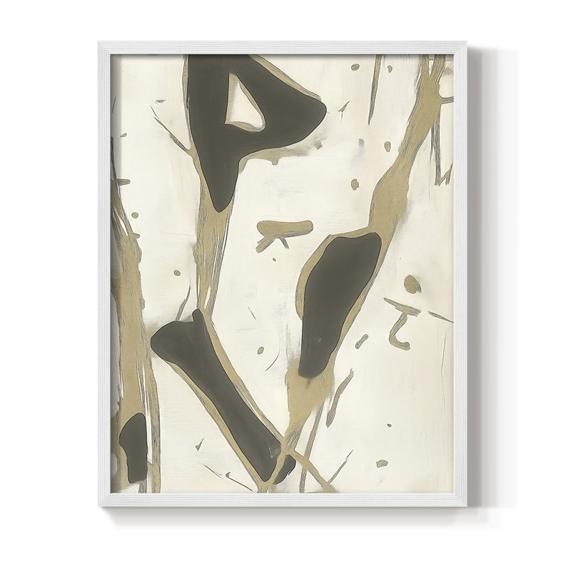 Impression abstraite encadrée LIX - prête à être suspendue - fabriquée aux États-Unis, H 14 po x l 11 po, Blanc