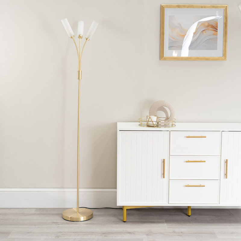 Abrianne 158.5cm Traditional Floor Lamp, Brushed Gold, No