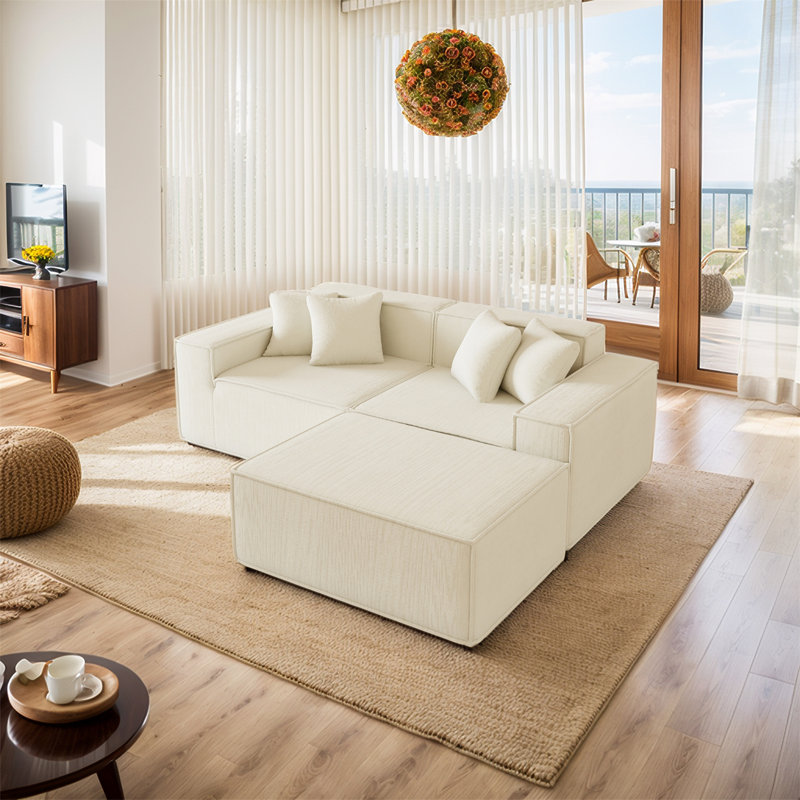 Canapé modulaire en L 109,05 po Boneless, Beige