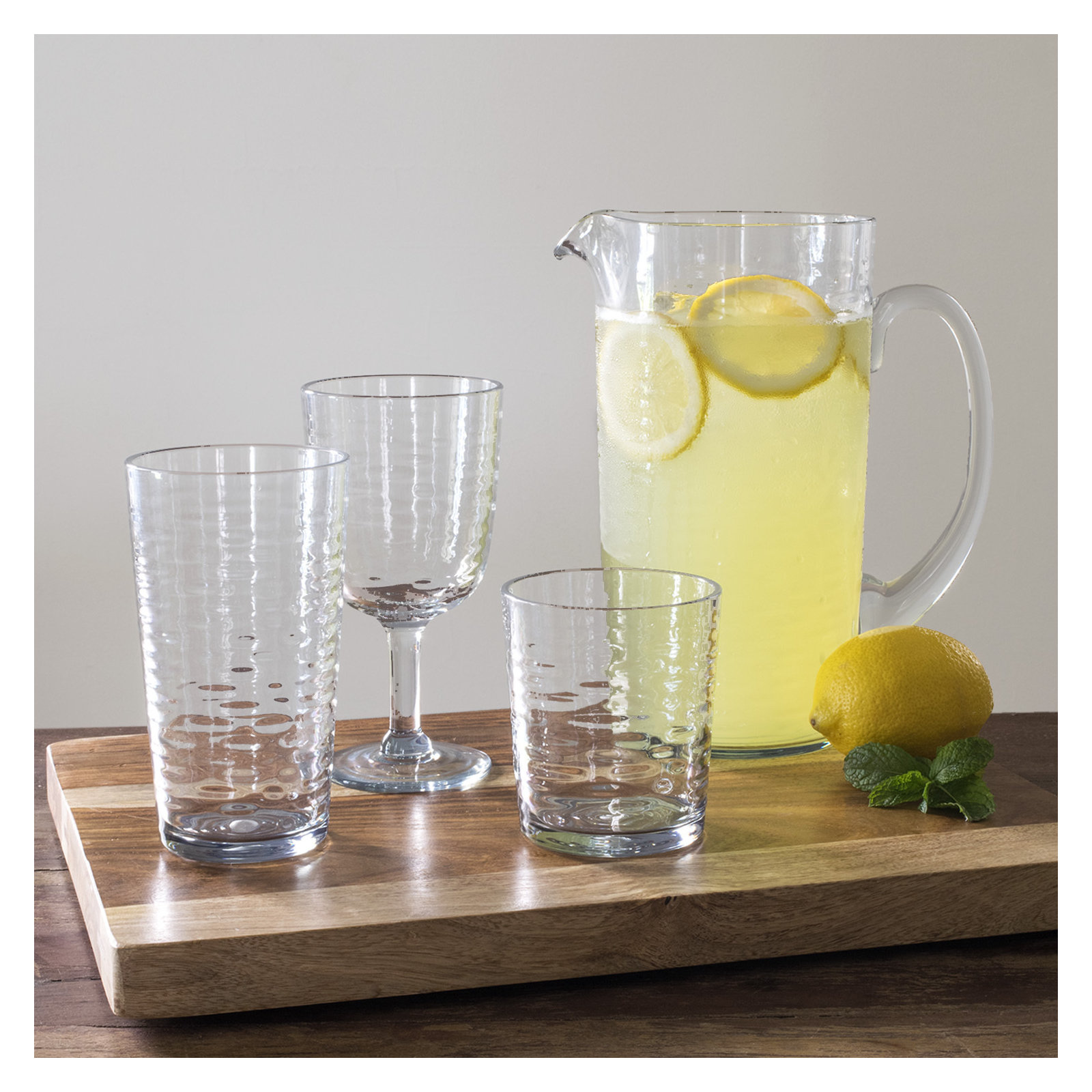 Celise Acrylic Drinking Glass Set, Clear, 4