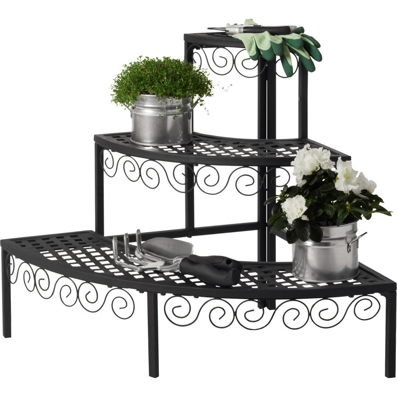 Black Three-Tier Indoor/Outdoor Steel Plant Stand