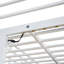 Lit mezzanine simple en métal avec bureau, prise de courant, DEL, tablettes et garde-robe - travail extensible à finition blanche pour économiser de l'espace-403666614-403666608