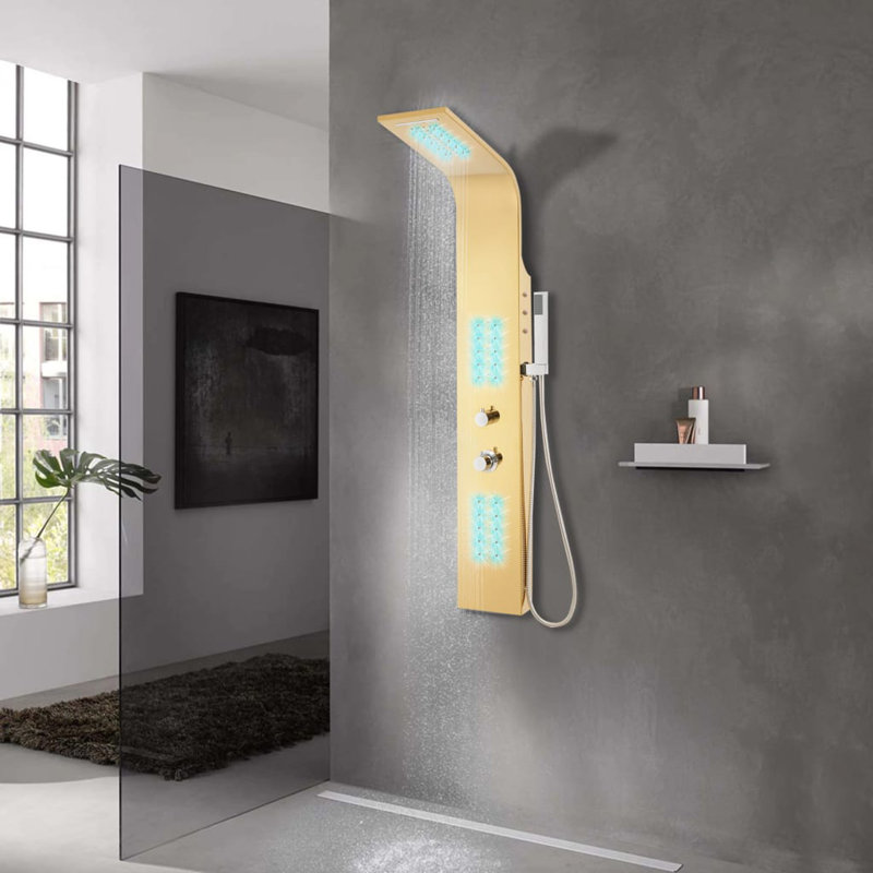 Andino Shower Panel System Stainless Steel 201 Gold Curved
