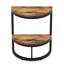 Table de bout demi-lune mince à 2 niveaux, table d'appoint en bois brun rustique avec tablette de rangement pour petits espaces et assemblage facile