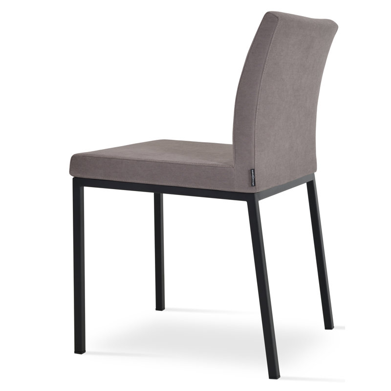 Chaise d'appoint en métal Aria, Noir, Laine moka