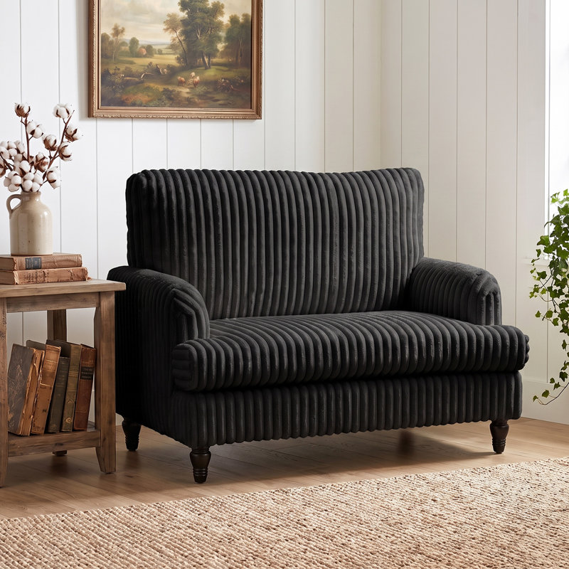 Upholstered Corduroy Armchair, Black Corduroy