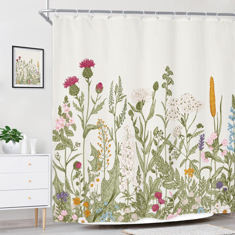 Rideau de douche Wildflower Botanical pour salle de bain 72Wx72h