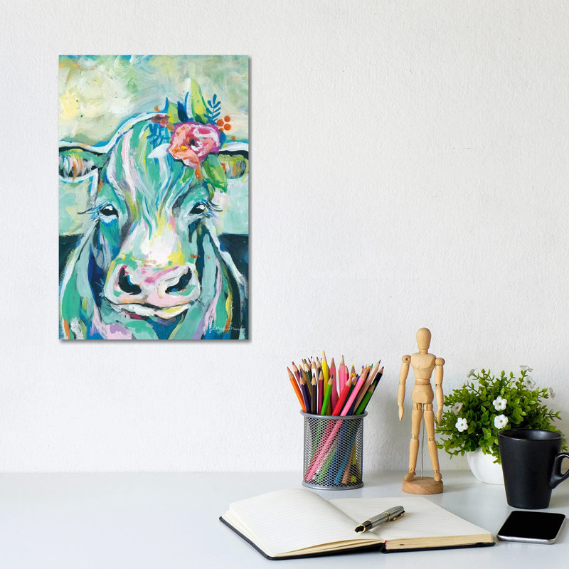 Sweet Cow by Jessica Mingo - Painting on Canvas, Wrapped Canvas, 30.48cm H x 20.32cm W x 1.91cm D