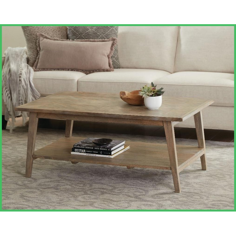 Table basse Milani Mid-Century Tablette de rangement inférieure