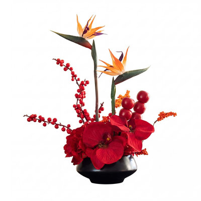 Artificial Faux Flowers In Pot, Flower Arrangement Artificial Floral Table Centerpiece